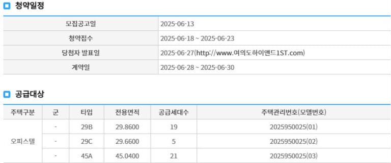 여의도 하이앤드 1ST 청약